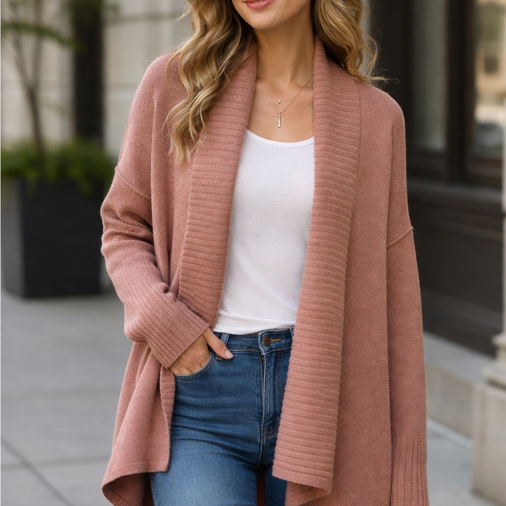Knox Rose Women's Mauve Open Front Cardigan